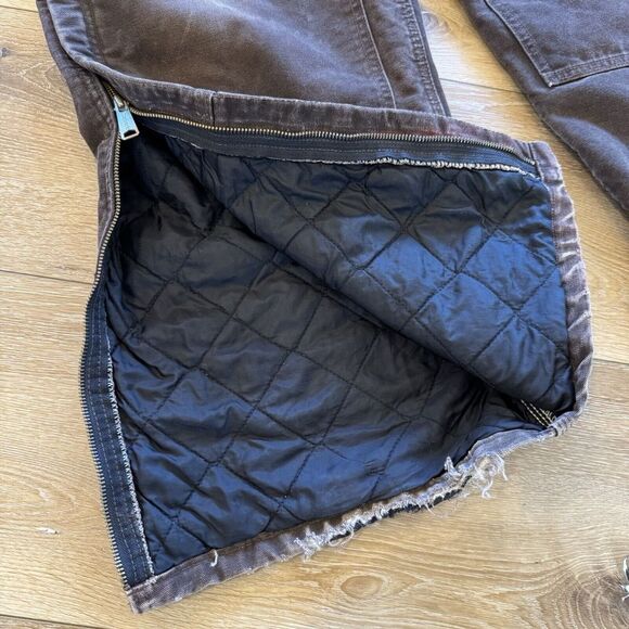 Carhartt Overalls Mens 44 x 32 Double Knee Dark Brown Lined Bibs Vintage R27 DKB - Picture 8 of 12